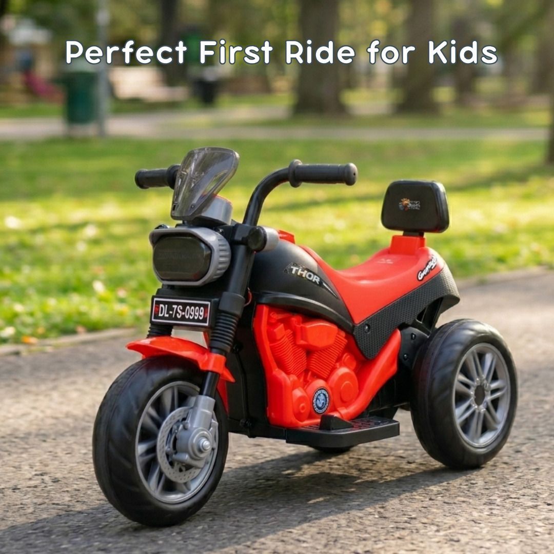 Thor Electric Ride On Bike for Kids 2-5 Years | Music & LED Headlight Bike Battery Operated Ride On-image-8