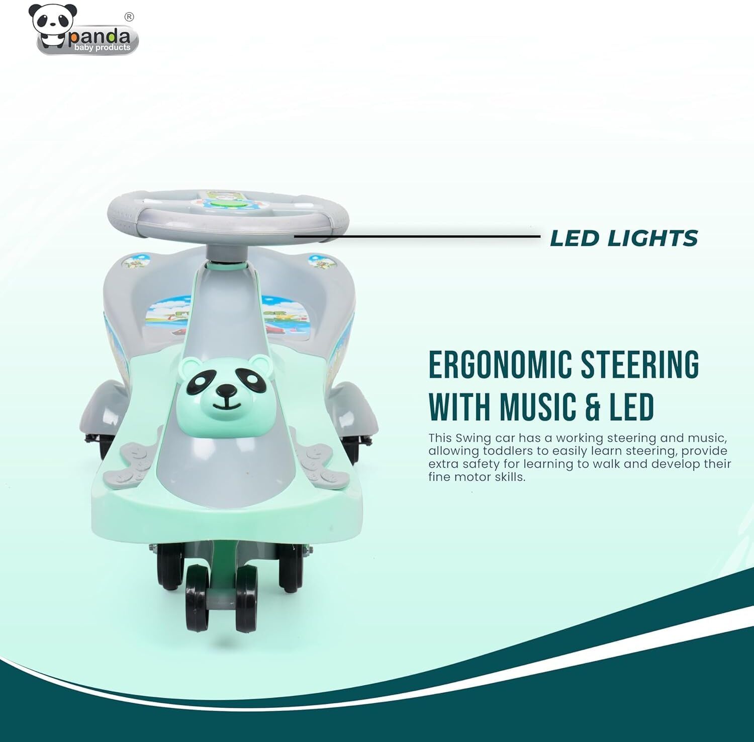 panda baby products Strong & durable Frog Ride-On Push Swing Car for Kids with effortless movement Rideons & Wagons Non Battery Operated Ride On-picture-23