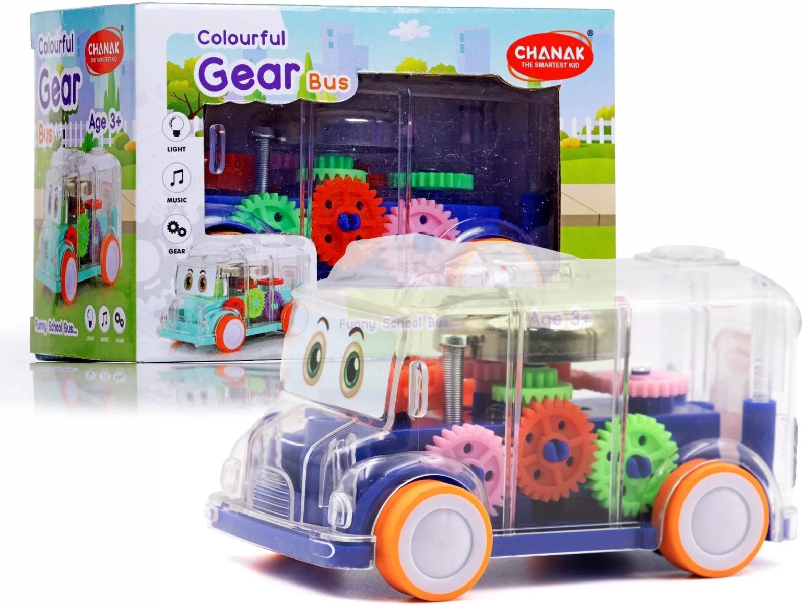 Transparent Gear Bus Toy for Kids 3+ Yrs | Sound & Light MiniBus - (Dark Blue) Car Battery Operated Ride On-image-35