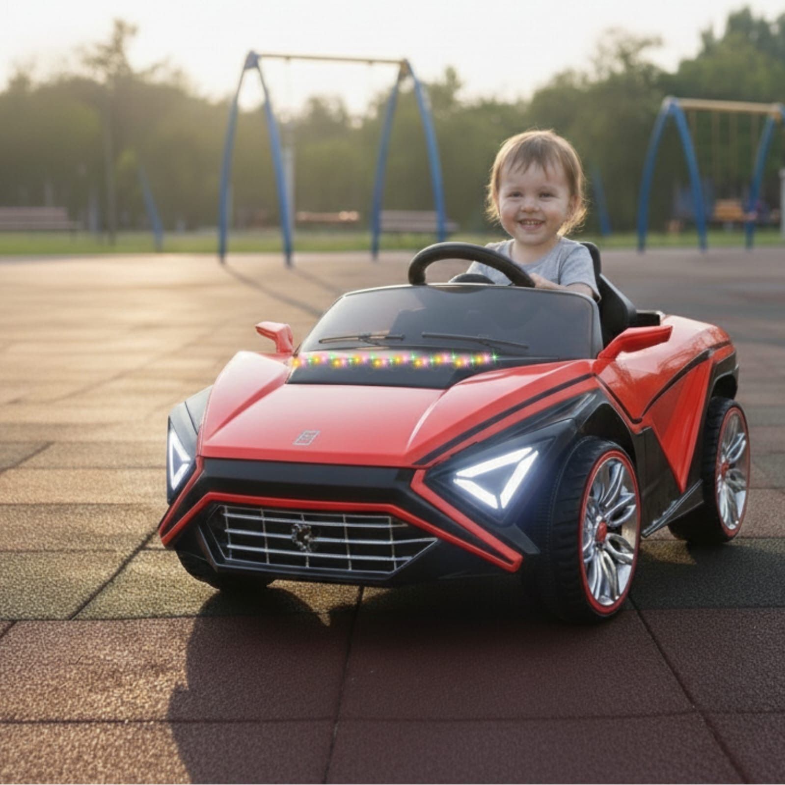 FF Red Electric Ride On for Kids, 12V Battery Car 1-6 Yrs Car Battery Operated Ride On-image-24
