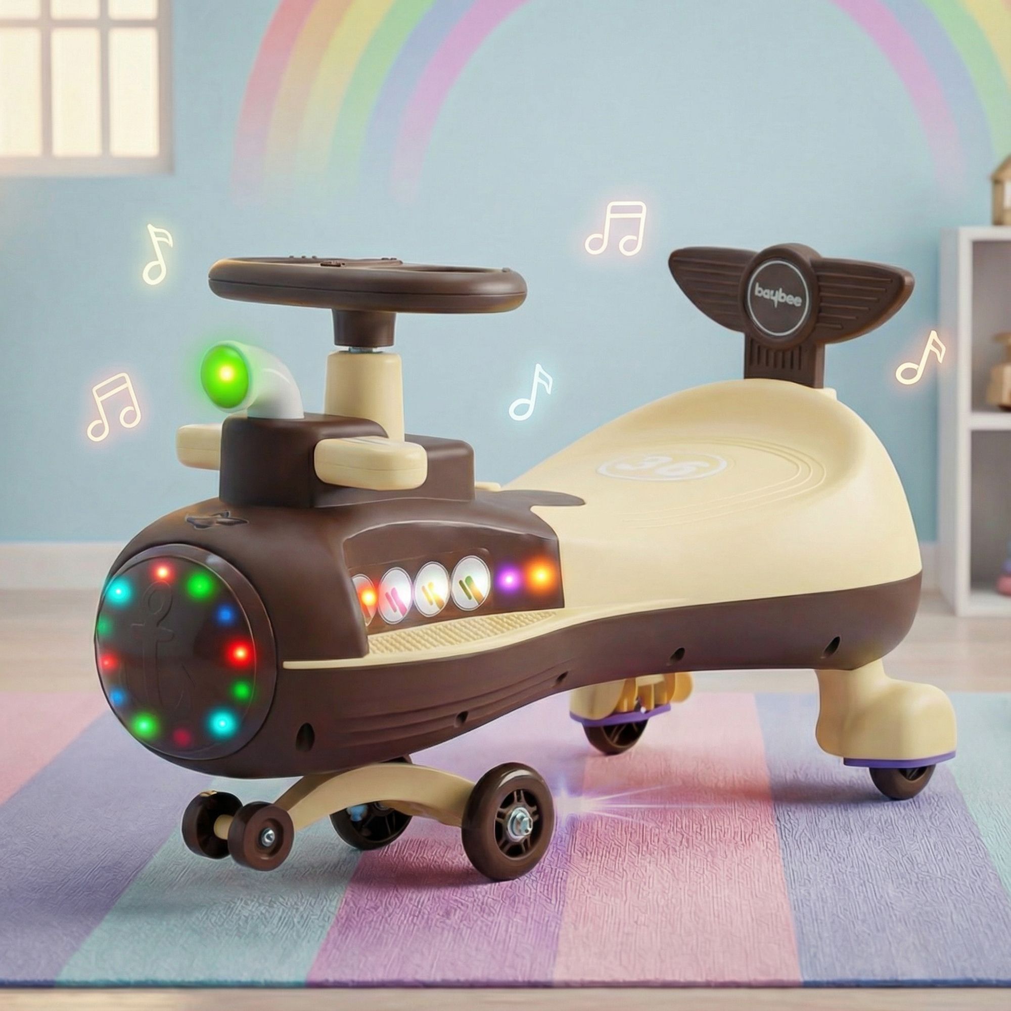 Dive Magic Swing Car for Kids Push Ride on Toy Baby Car with RGB Lights & Music Rideons & Wagons Non Battery Operated Ride On-image-31