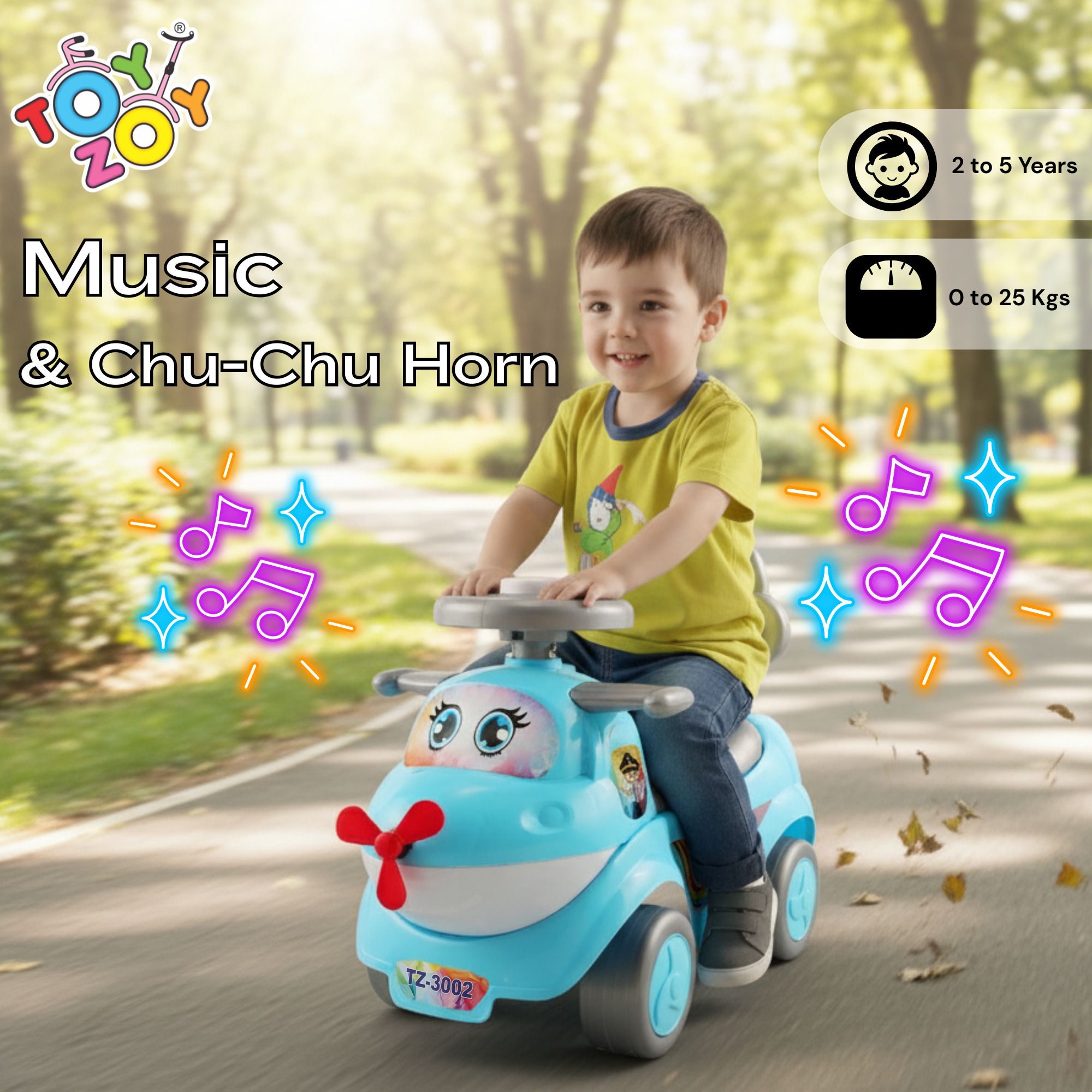 toyzoy Aerokidz Manual Airplane Musical Ride-On Car for Kids with Backrest,Age Group 2+ Rideons & Wagons Non Battery Operated Ride On-picture-11