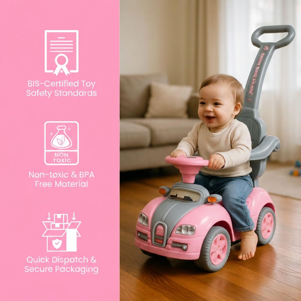 Buzz+ Rider Ride-On Car for Kids | Music & Horn Steering | Back Support Handle Rideons & Wagons Non Battery Operated Ride On-image-41