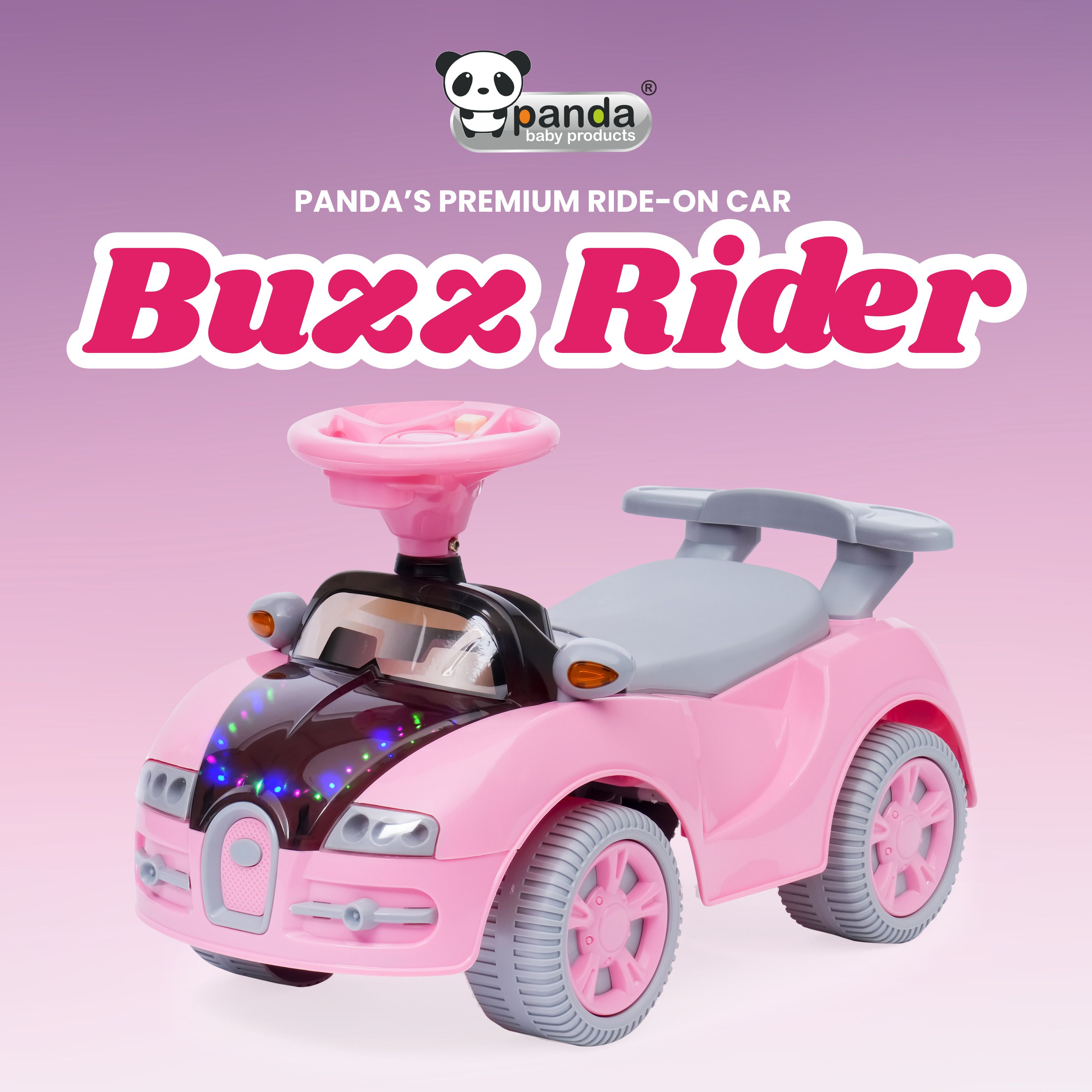 panda baby products Buzz Rider Premium Baby Ride-On Car with Lights Car Non Battery Operated Ride On-picture-42