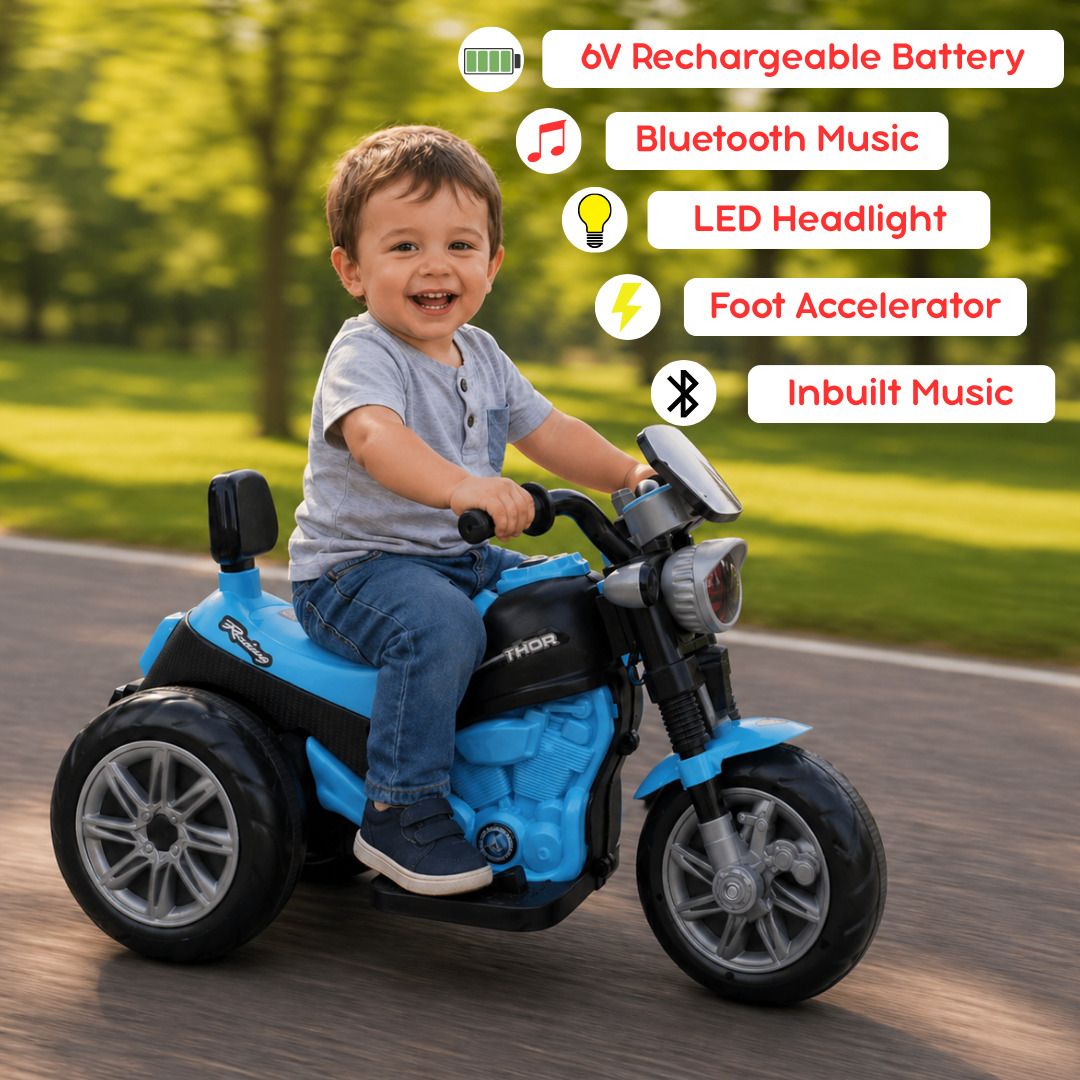Thor EV 6V Battery Ride On Car for Kids 2-5 Years with LED & Bluetooth Bike Battery Operated Ride On-image-24
