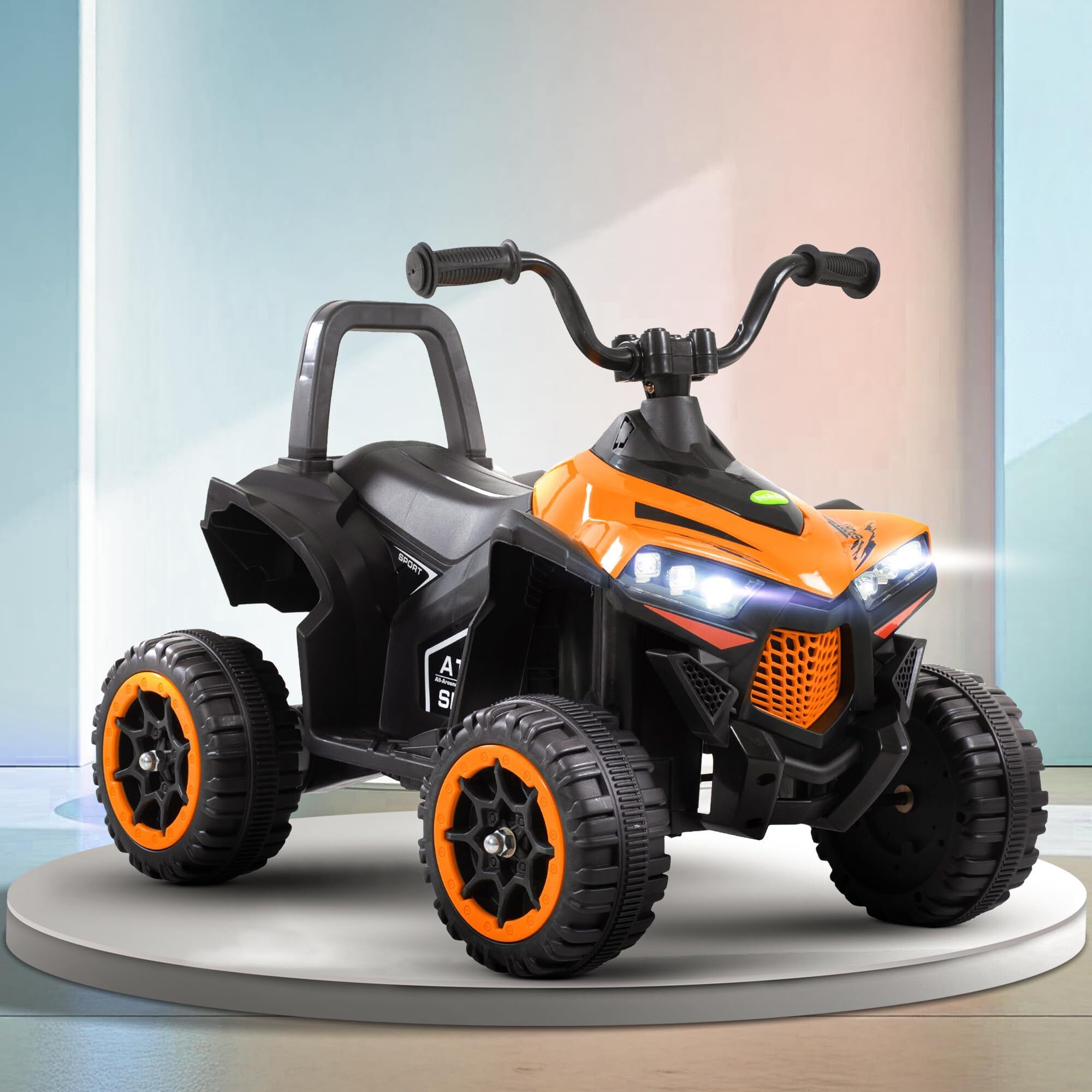 Monstro ATV Kids Car Baby Toy Car Rechargeable Battery Operated Ride on car for Kids with Electric Motor Car for Kids Cars, Baby Car for Boys & Girls Age 1-3 Years (Orange) Bike Battery Operated Ride On