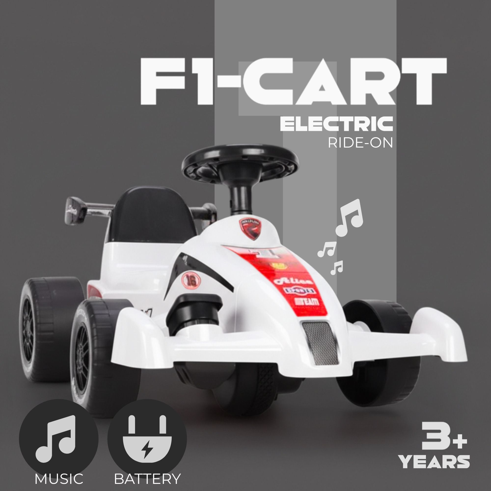 Go-Kart Musical Electric Car | 3+ Years | 3km/h Kids Safe Racing Cart Battery Operated Ride On-image-6