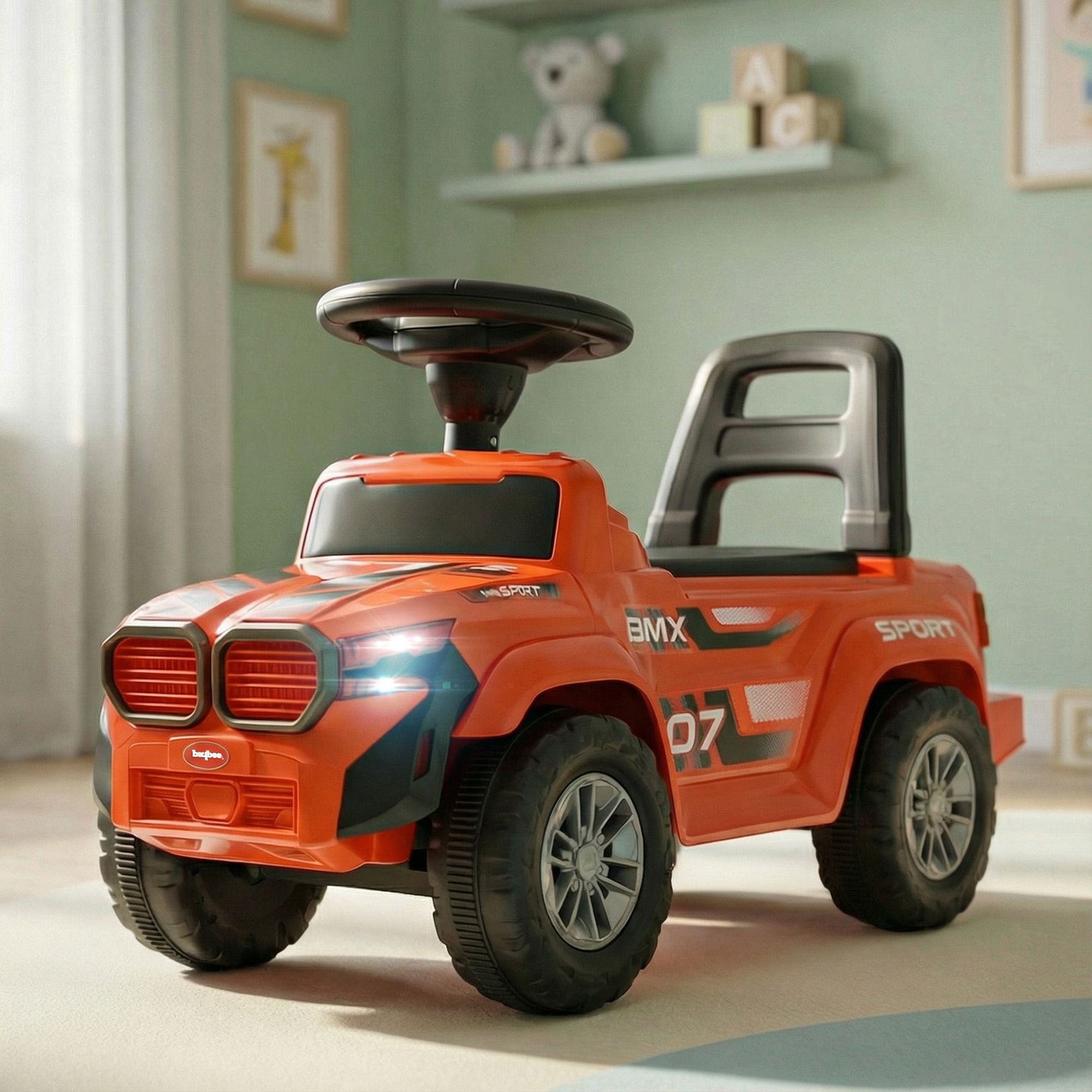 Nitro Baby Ride on Car for Kids | Push Rideons Toys Car with LED Lights & Music Rideons & Wagons Non Battery Operated Ride On-image-17
