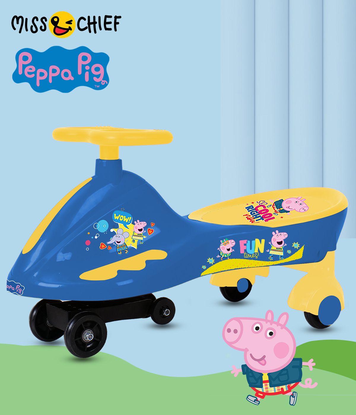 Miss & Chief Peppa Pig Swing Car, for kids 3 years+, upto 50kg Rideons & Wagons Non Battery Operated Ride On-image-18