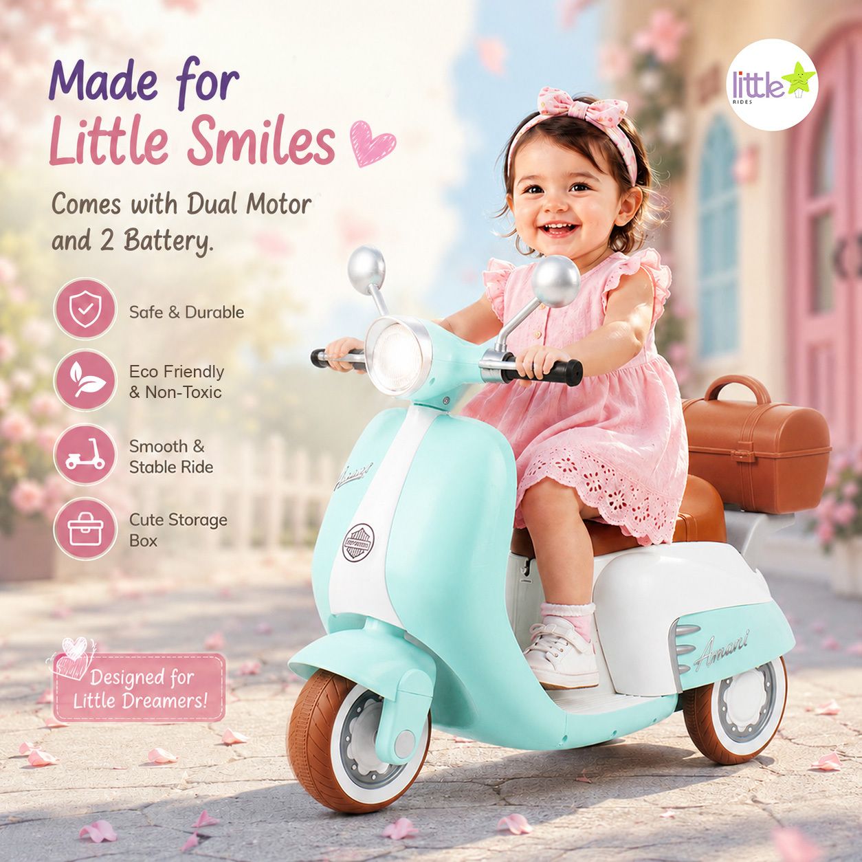 Lambretta Kid's Premium Scooter with Music & Lights | Kids Age : 2-5 Scooter Battery Operated Ride On-image-45