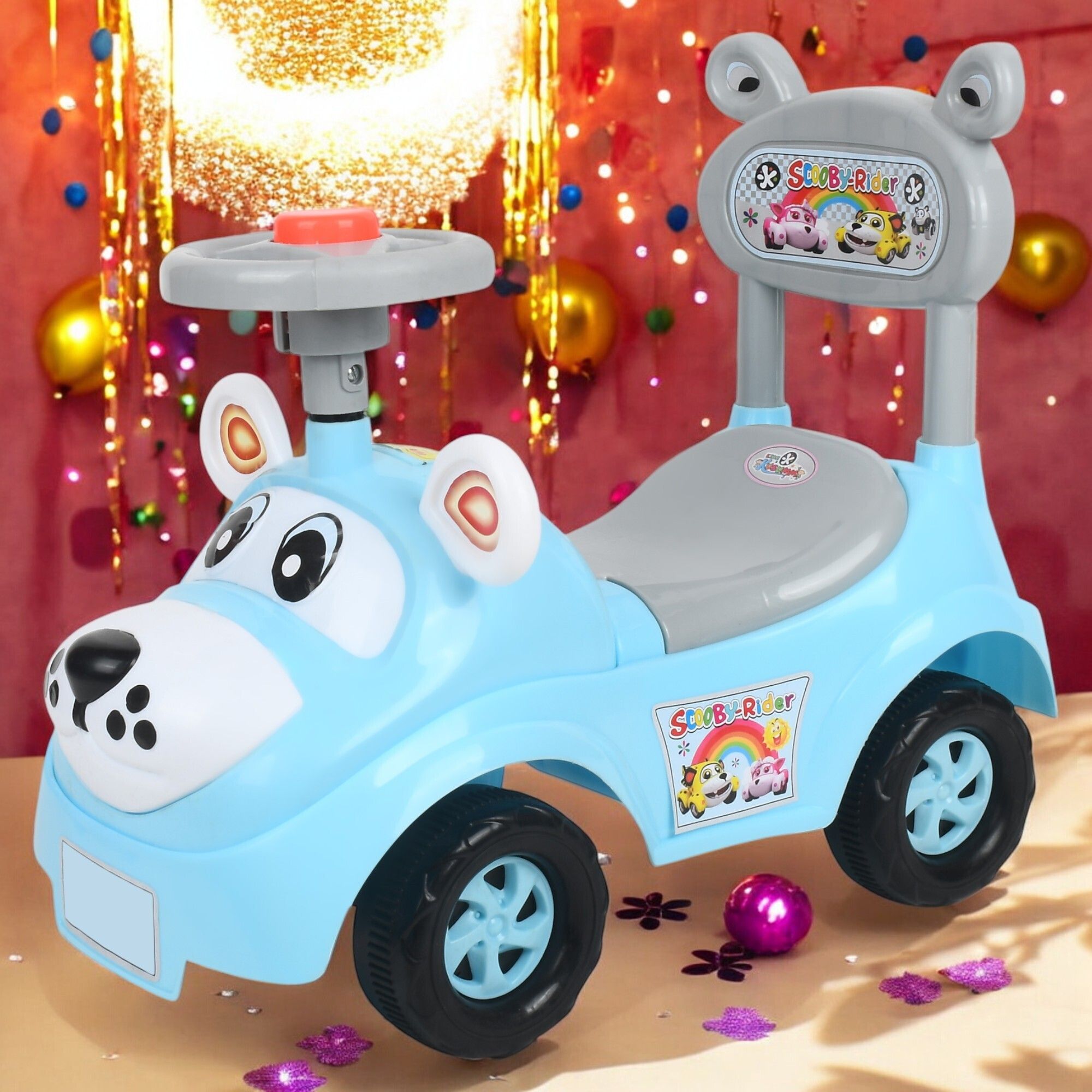 KIDS RIDEON CAR, MUSIC & LIGHT, STORAGE UNDER SEAT FOR ONLY 1 TO 2 YEAR KIDS Rideons & Wagons Non Battery Operated Ride On-image-48