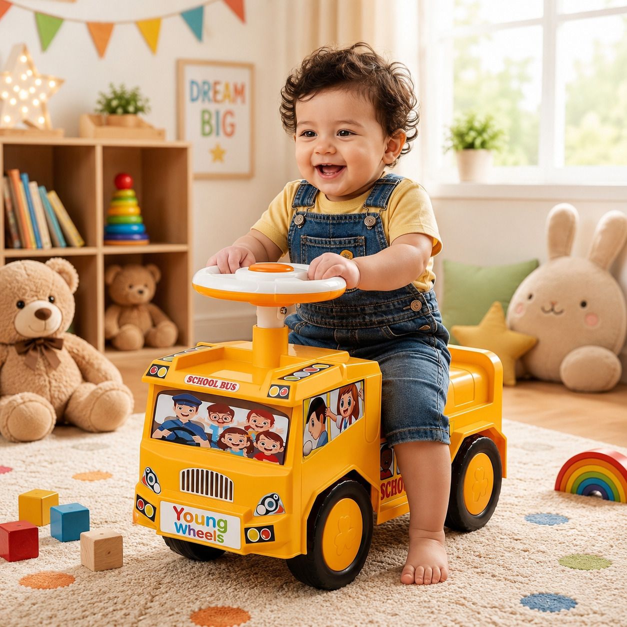 School Bus Ride On Push Car with Steering Wheel Rideons & Wagons Battery Operated Ride On-image-33