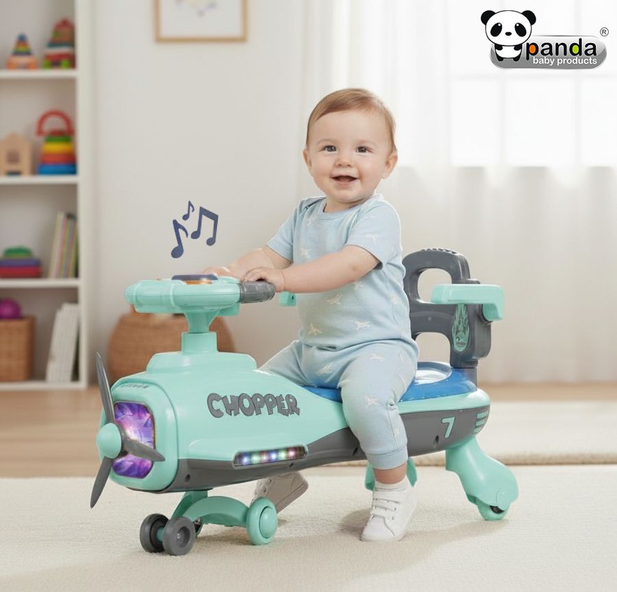 panda baby products Swing Car Chopper for Kids with Music & Horn Steering Light Rideons & Wagons Chopper 2026-28 Tricycle-picture-4