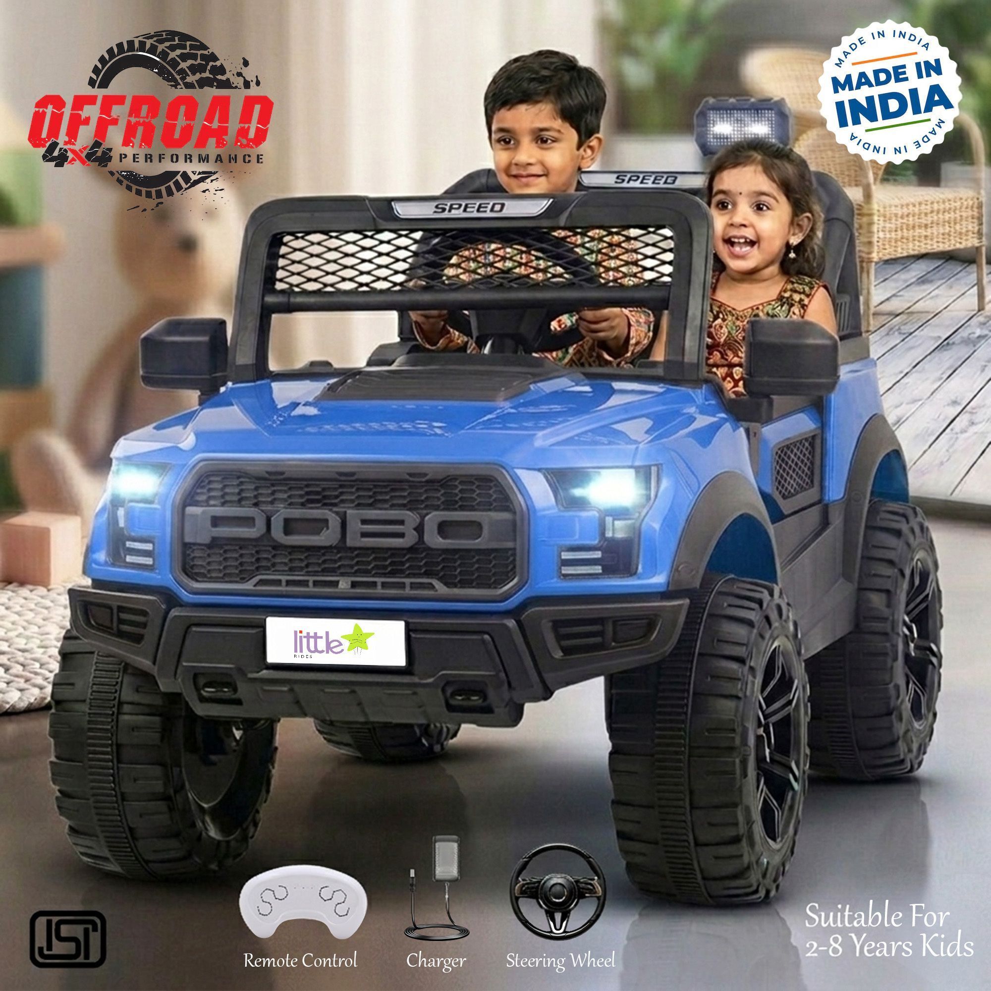 oh baby 12V Jeep Car for Kids | Realistic Sound & Light Effects | Safe Parental Remote Jeep Battery Operated Ride On-picture-24