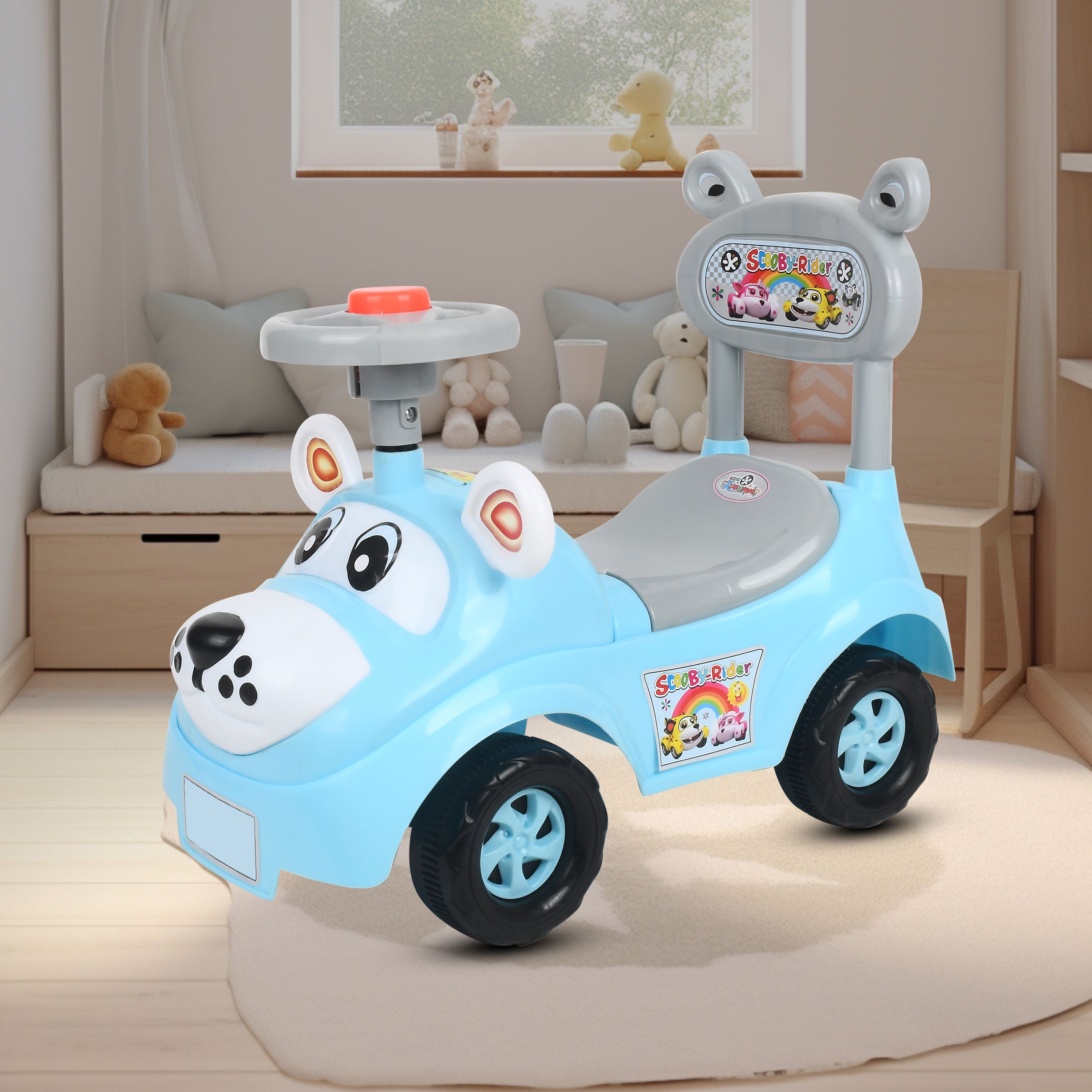BEST KIDS TRICYCLE CAR WITH LIGHT AND MUSIC, UNDER SEAT STORAGE WITH BACK REST Car Non Battery Operated Ride On-image-7