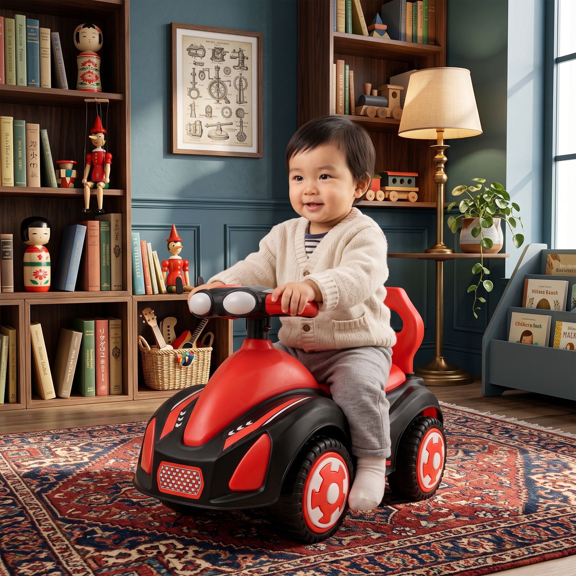 Toddler Ride On Car with Steering | Manual Ride On Vehicle Rideons & Wagons Battery Operated Ride On-image-47