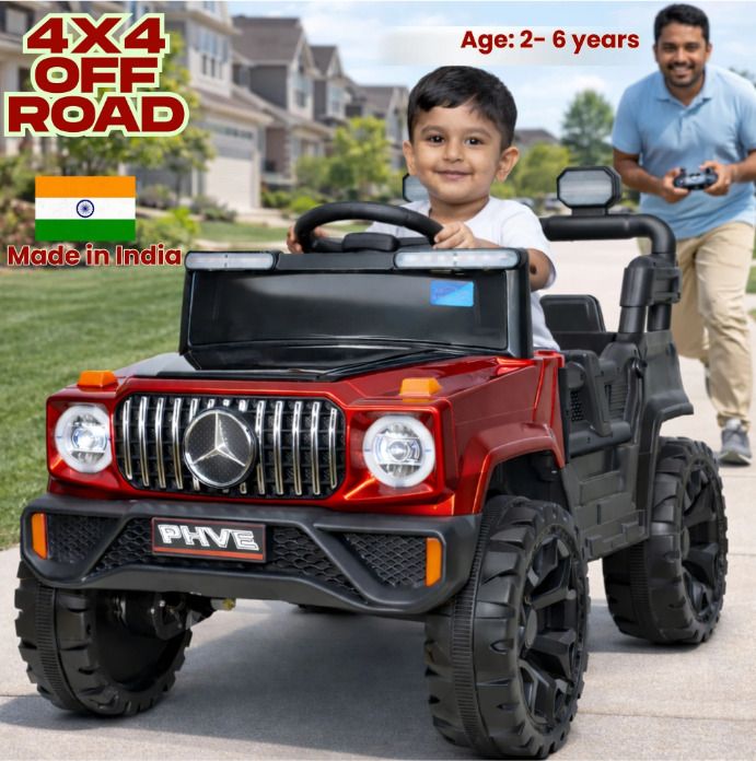 4x4 Off-Road Battery Operated Ride-On Jeep for Kids (Age 2-6 Years, Red) Jeep Battery Operated Ride On-image-48