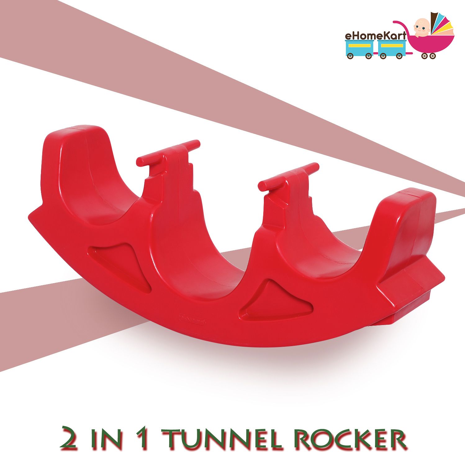 ehomekart 3 in 1 See Tunnel Rocker for Kids - 2 in 1 Tunnel and Rocker Rideons & Wagons Non Battery Operated Ride On-picture-9