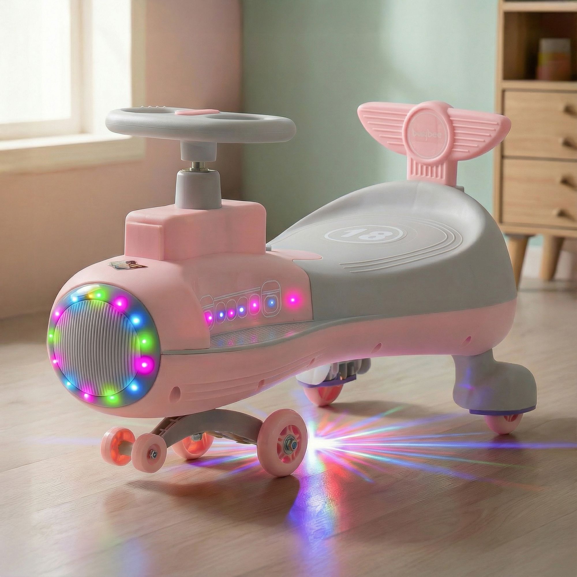 baybee Zygo Magic Swing Car for Kids Push Ride on Toy Baby Car with RGB Lights & Music Rideons & Wagons Non Battery Operated Ride On-picture-1