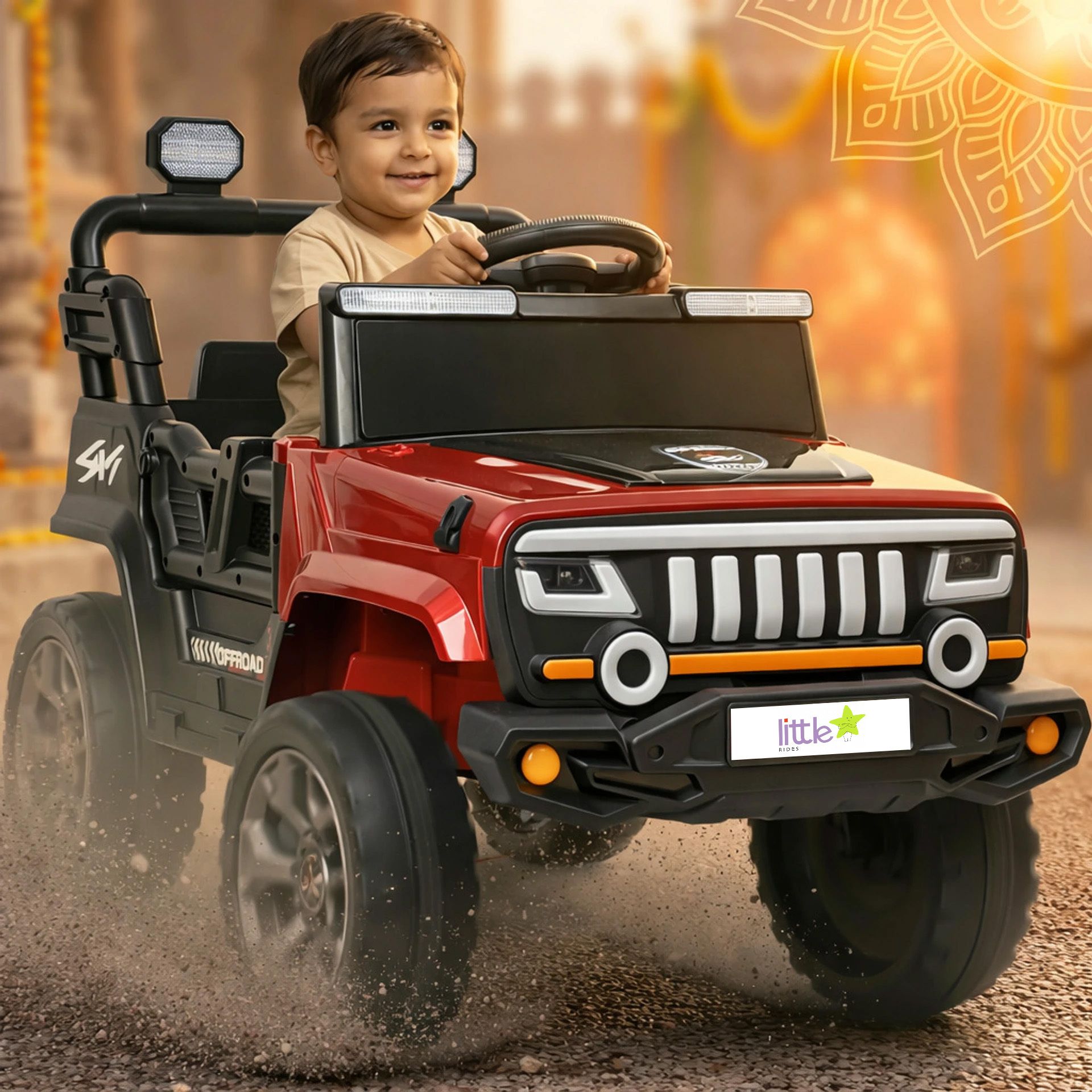 4x4 Motor Hummer | Manual & Remote Car for Kids + RGB Lights (Age 1-6 yrs) Jeep Battery Operated Ride On-image-27