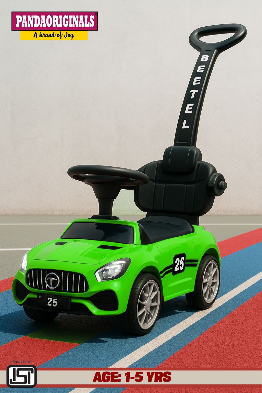 Beetle Deluxe Kids car parent handle, music & lights and footrest , 1 to 4 years Car Non Battery Operated Ride On