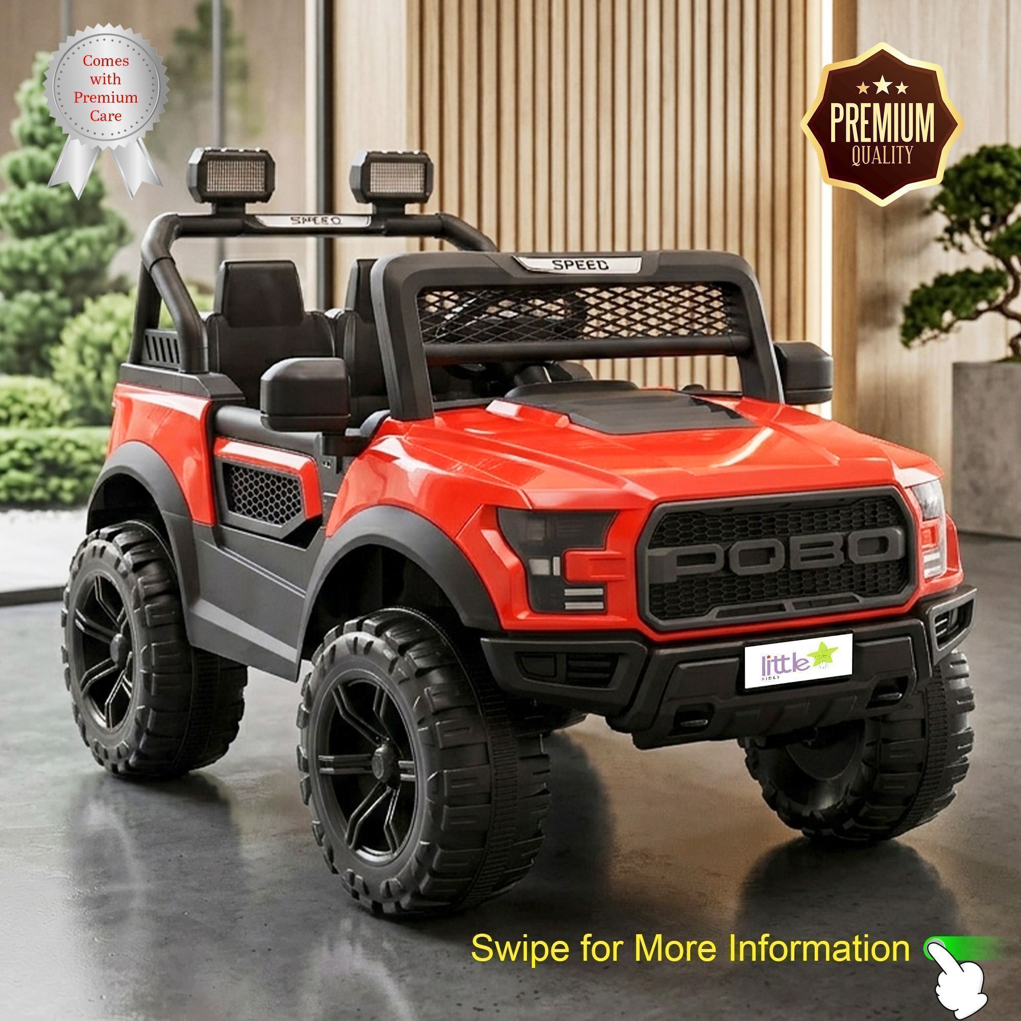 oh baby Pobo 12v Premium Battery Operated Jeep for Kids, with Light & Music Jeep Battery Operated Ride On-picture-33