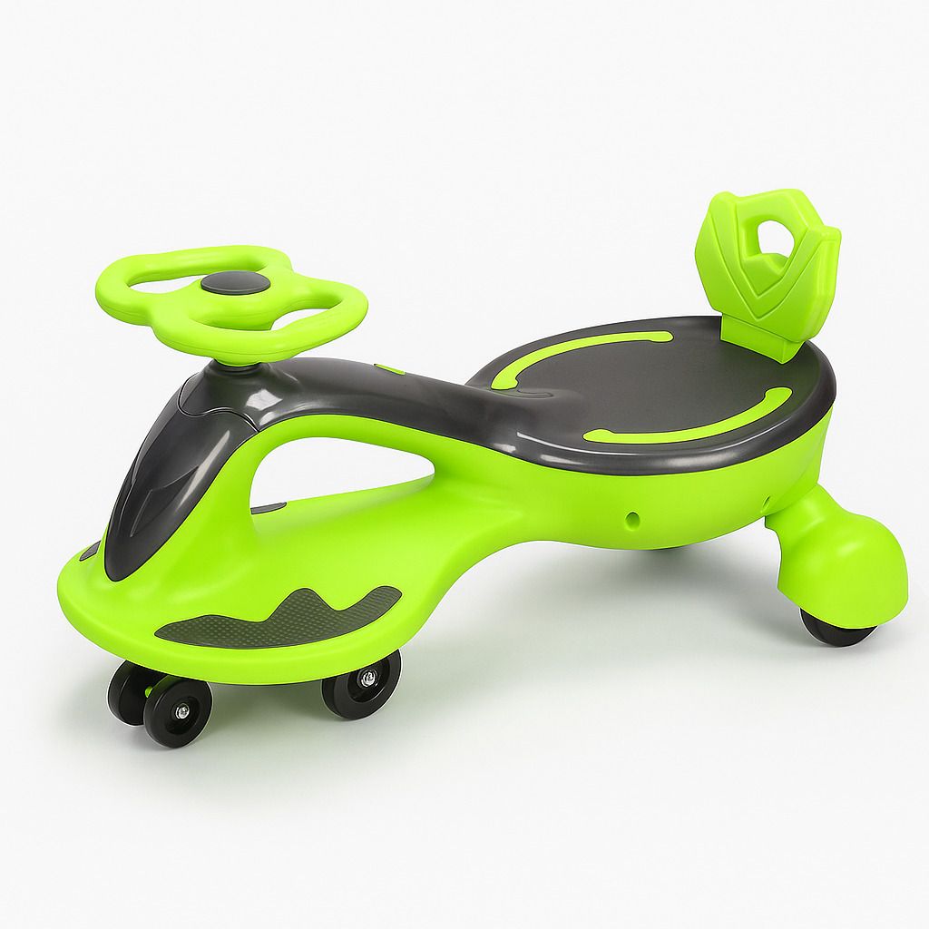 urbantots Swing Car Ride-On | Baby Push & Twist Car with Safety Backrest, Premium Green Car Battery Operated Ride On-picture-28
