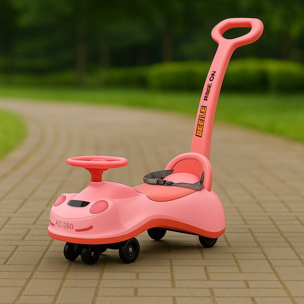 funride Beetle Swing Car Rider With Parental Handle with Steering Music and Lights Rideons & Wagons Non Battery Operated Ride On-picture-46