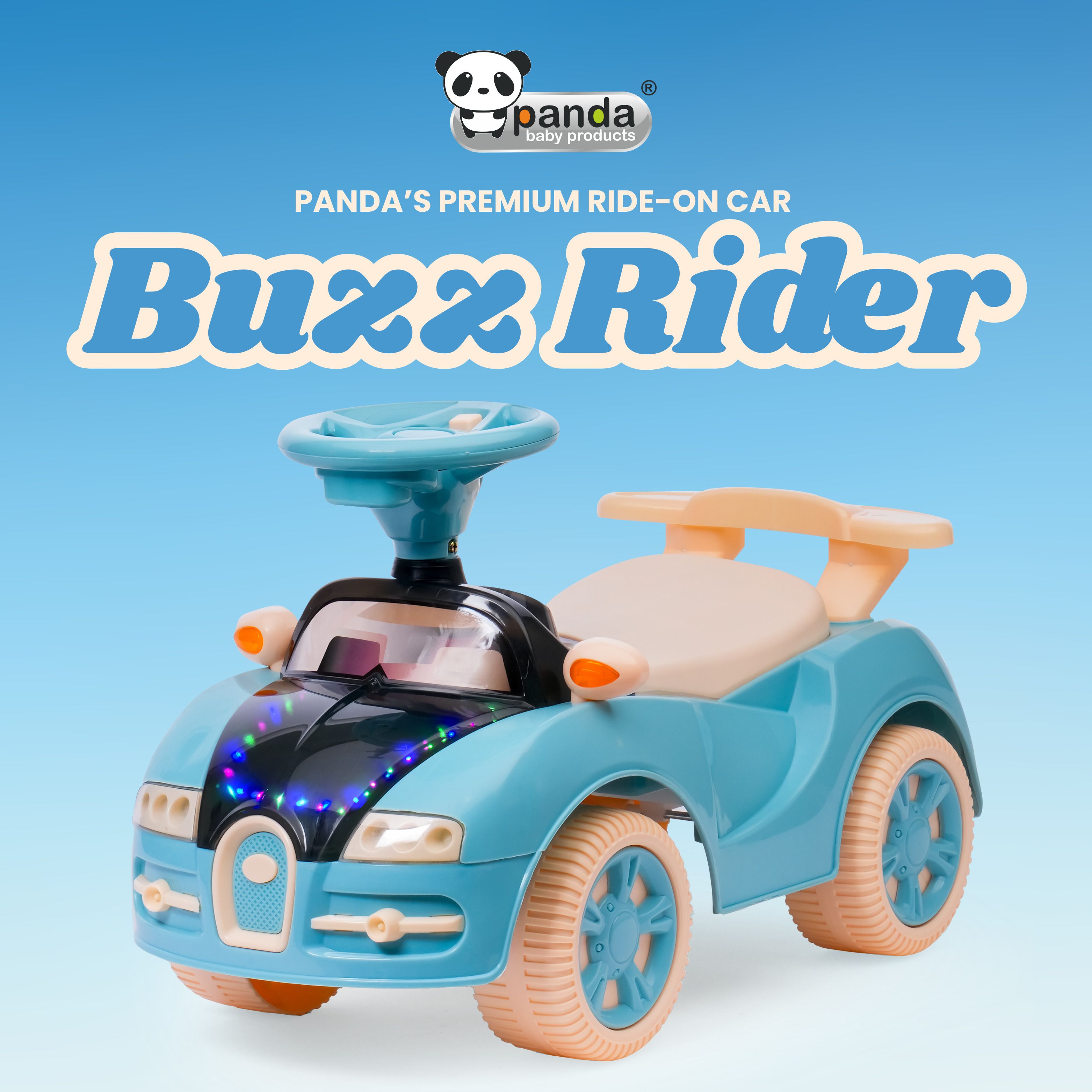 panda baby products Buzz Rider Premium Baby Ride-On Car with Lights Car Non Battery Operated Ride On-picture-22