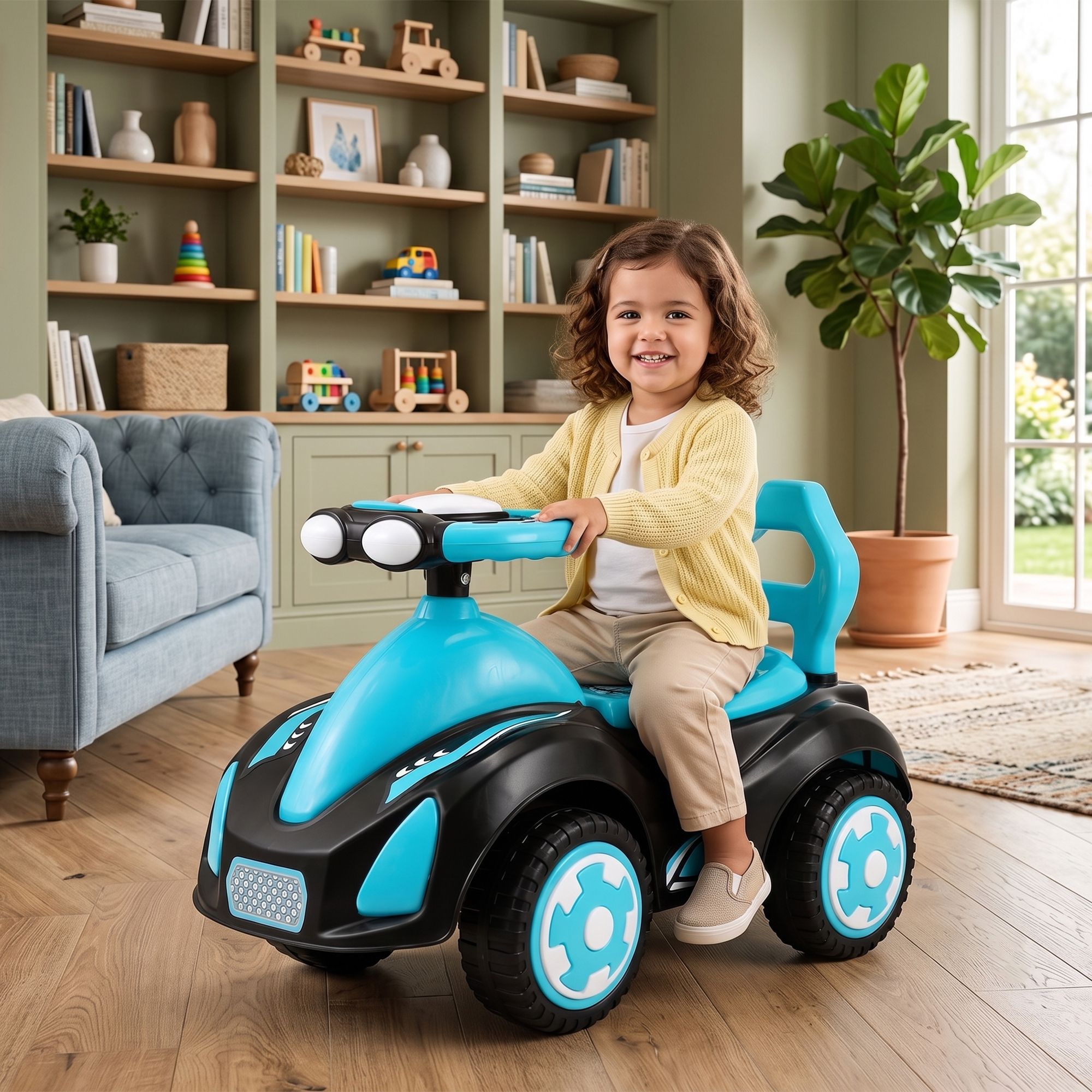 Baby Ride On Car with Steering Wheel | Push Ride On Toy Rideons & Wagons Battery Operated Ride On-image-46