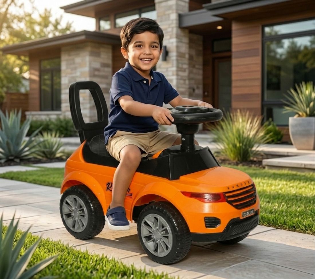 Kidznation Ranger Ride-On Blue Push Car with Storage & Backrest I for Ages 2+ Rideons & Wagons Battery Operated Ride On-image-23