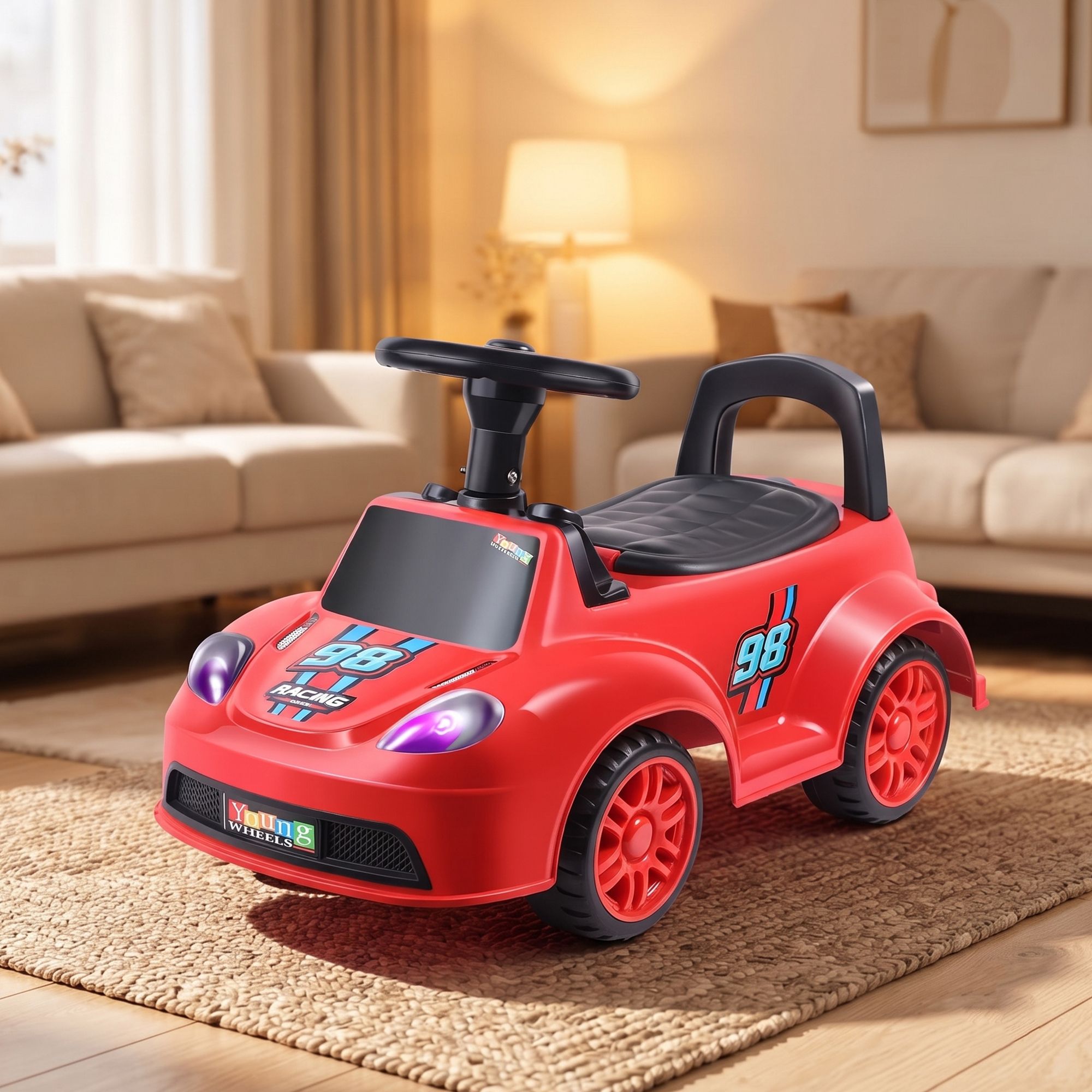 Kids Plastic Ride On Car with Steering for Boys & Girls Car Non Battery Operated Ride On-image-35