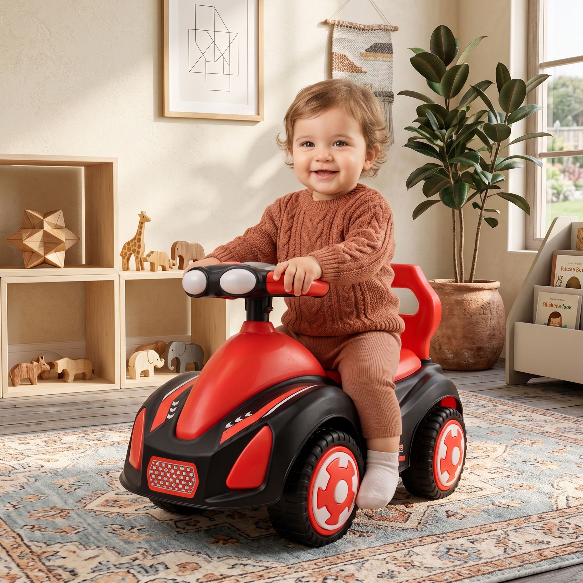 Baby Ride On Car with Steering Wheel | Push Ride On Toy Rideons & Wagons Battery Operated Ride On-image-20