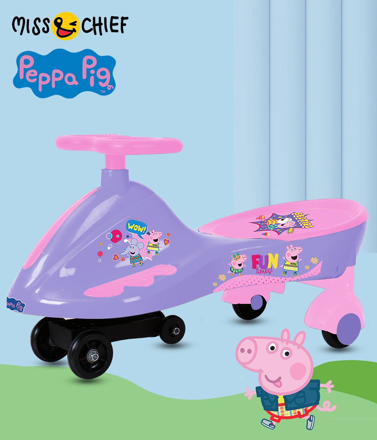 Miss & Chief Peppa Pig Swing Car, for kids 3 years+, upto 50kg Rideons & Wagons Non Battery Operated Ride On-image-17