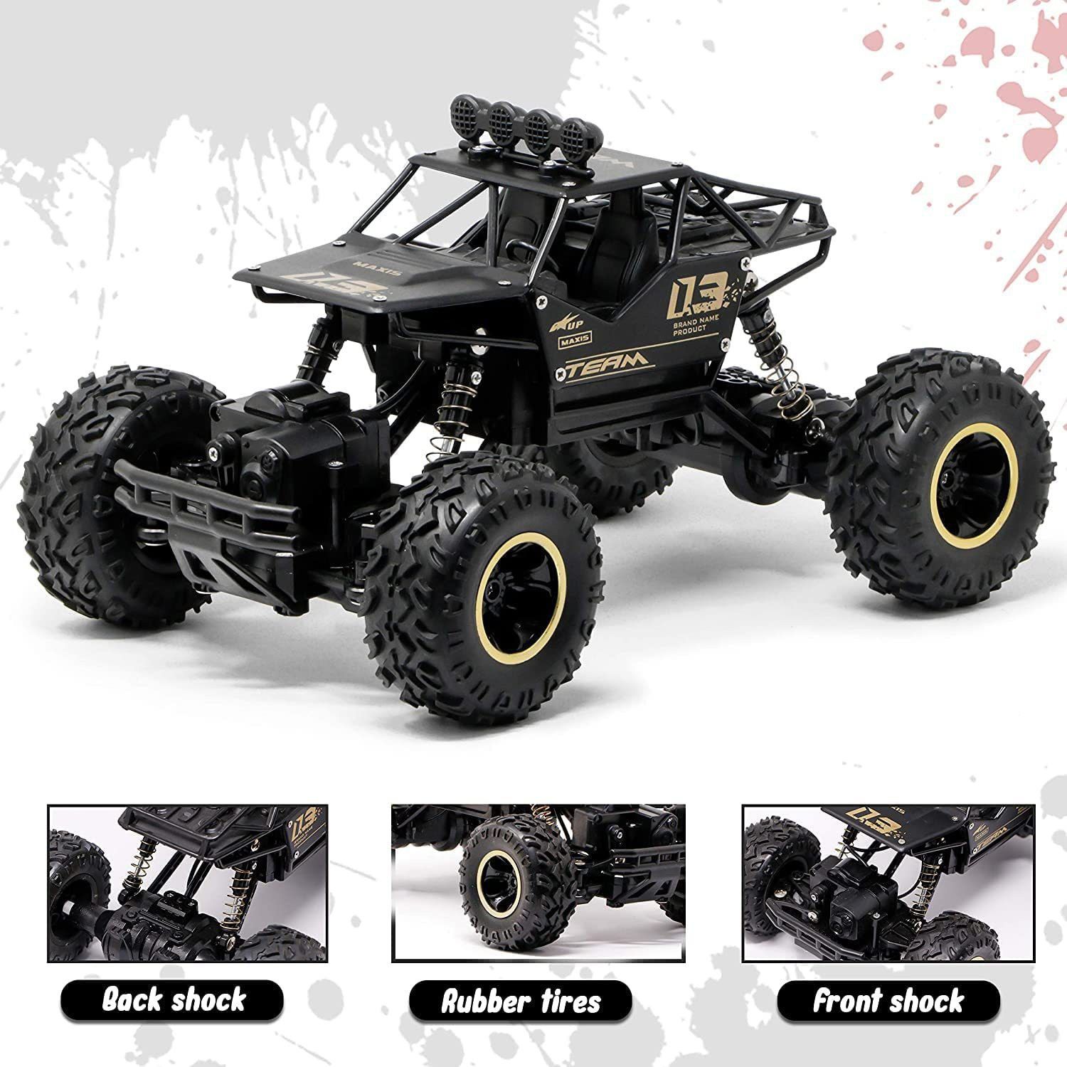 Rock Crawler Four Wheel Drive 1:16 Metal Alloy Body Remote Control Car Battery Operated Ride On-image-12