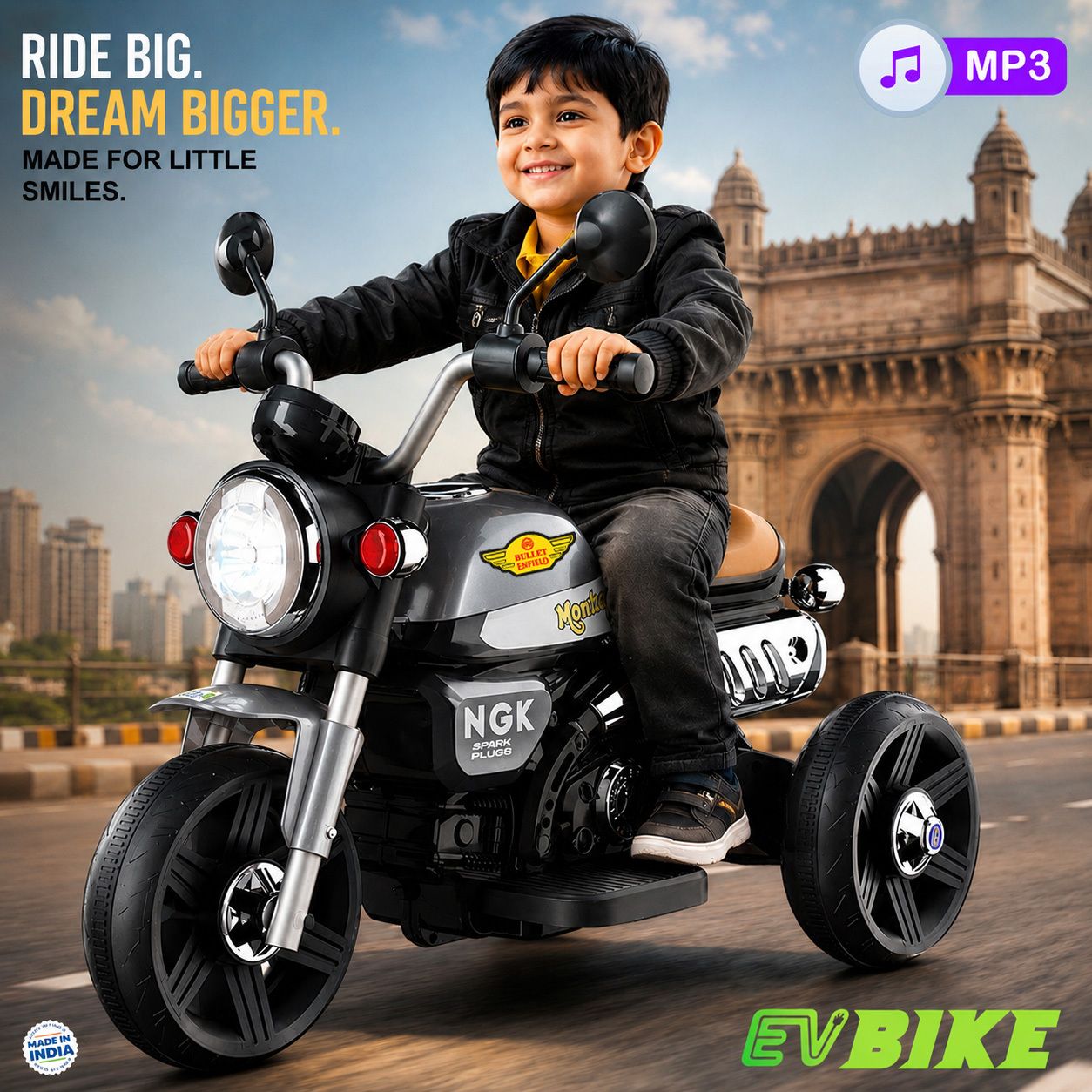 Battery Operated Bike for Kids with Foot Accelerator & Music with LED Light Bike Battery Operated Ride On-image-38