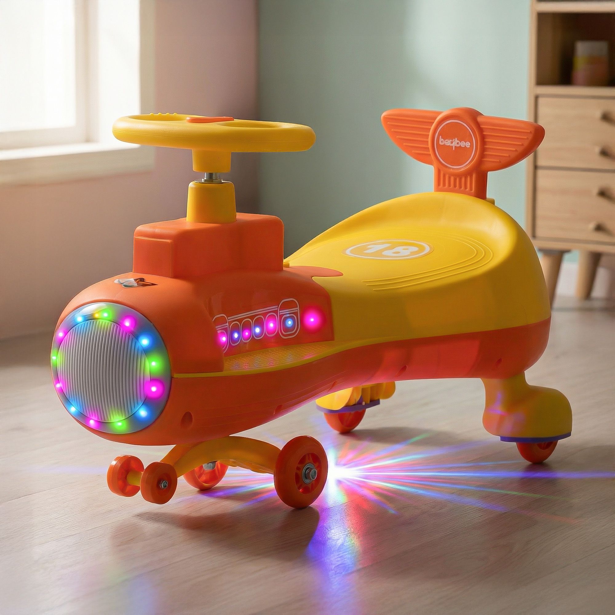 baybee Zygo Magic Swing Car for Kids Push Ride on Toy Baby Car with RGB Lights & Music Rideons & Wagons Non Battery Operated Ride On-picture-3