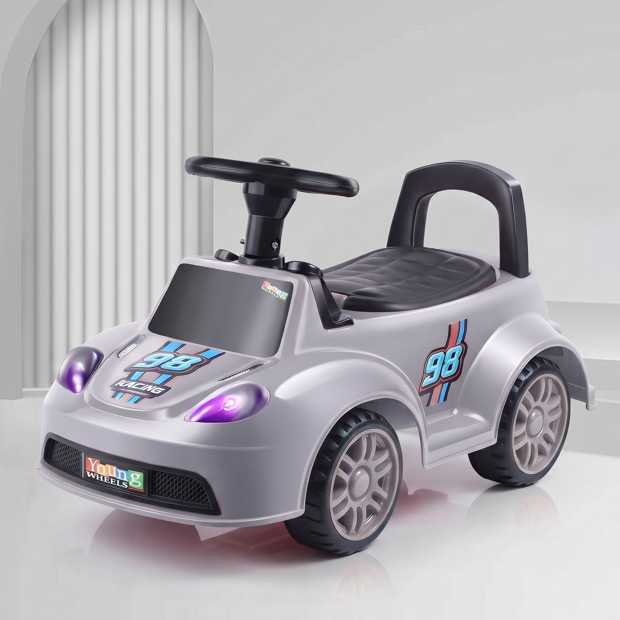 Kids Plastic Ride On Car with Steering for Boys & Girls Rideons & Wagons Battery Operated Ride On-image-19