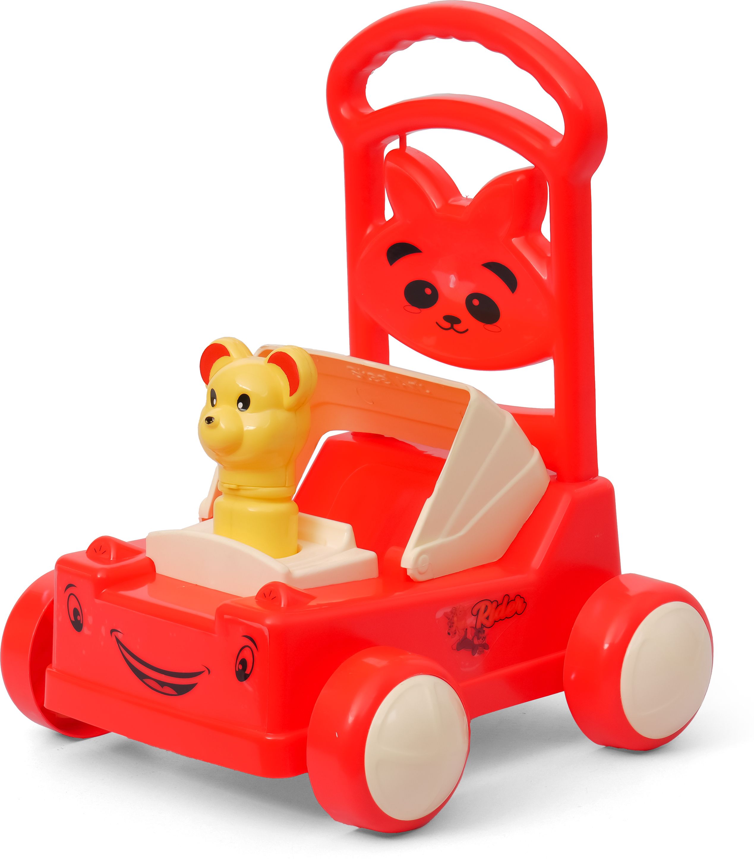 Appu Rider Red- with Cartoon & Bear Mascot Sturdy Toddler Floor RideOn Push Car-image-33