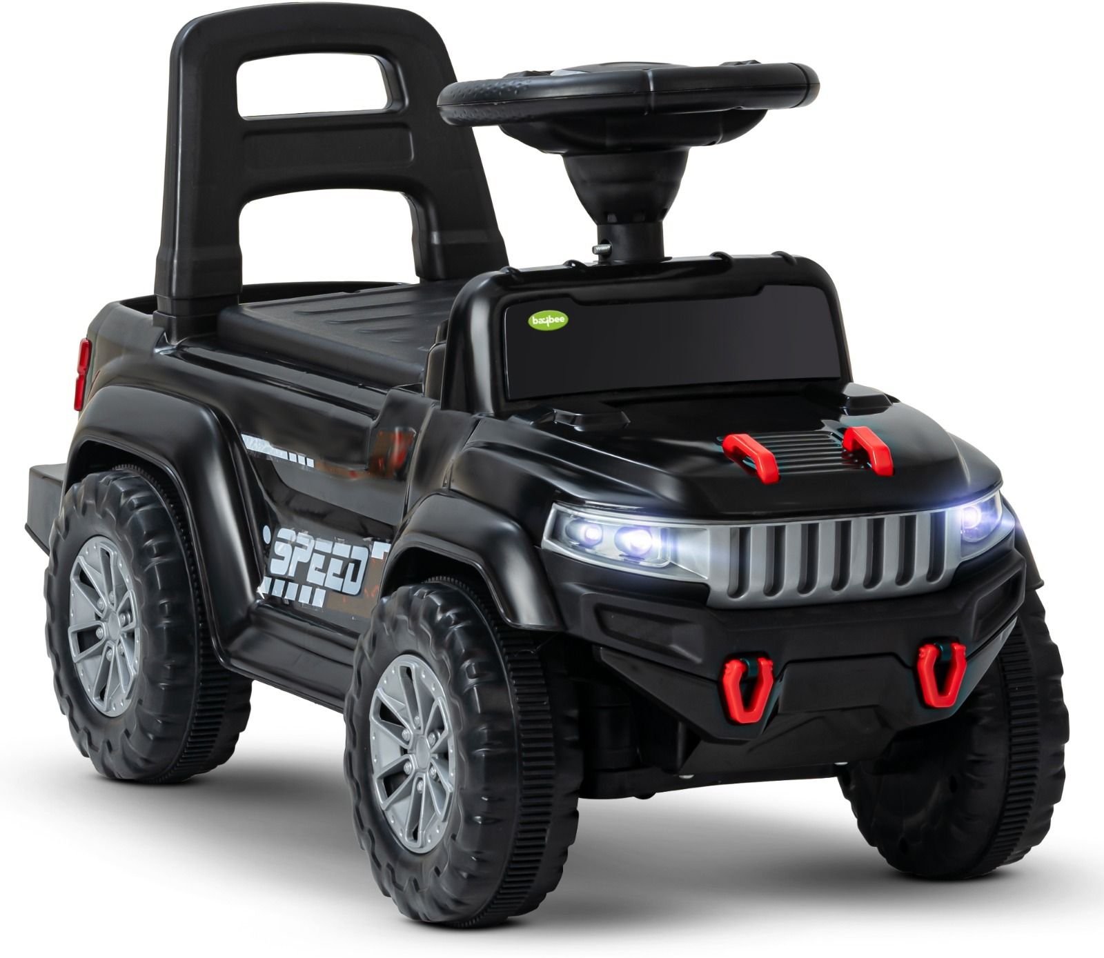Portable Push Ride on Jeep with Backrest & storage basket with Led Light & Music Rideons & Wagons Non Battery Operated Ride On-image-18