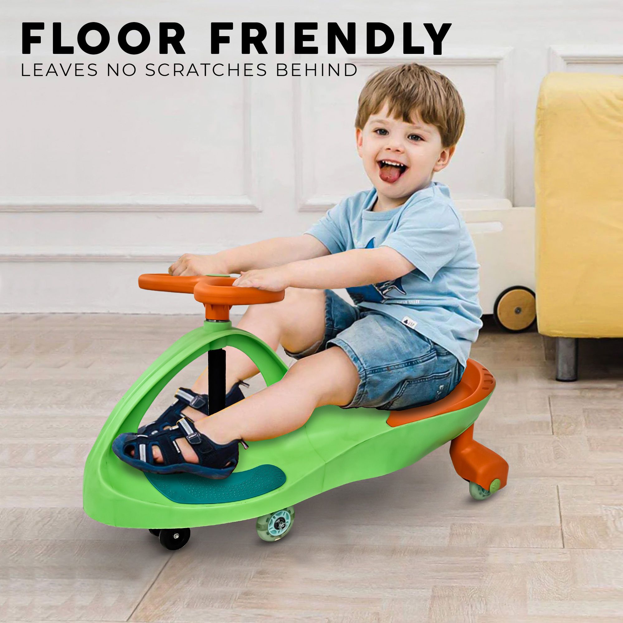Swing Car Ride On With 360 Rotating Handle & PU Wheels, 50kg Weight Capacity Car Car Non Battery Operated Ride On-image-13