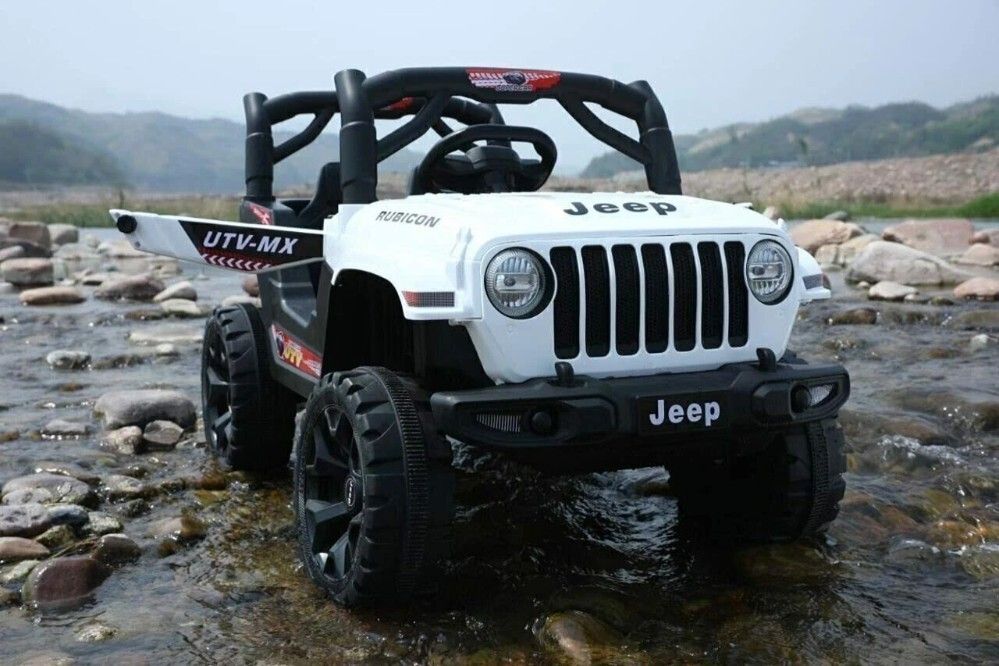 New 908 White Powerful Motors (1-6Yrs) Battery ride on Jeep Battery Operated Ride On-image-12