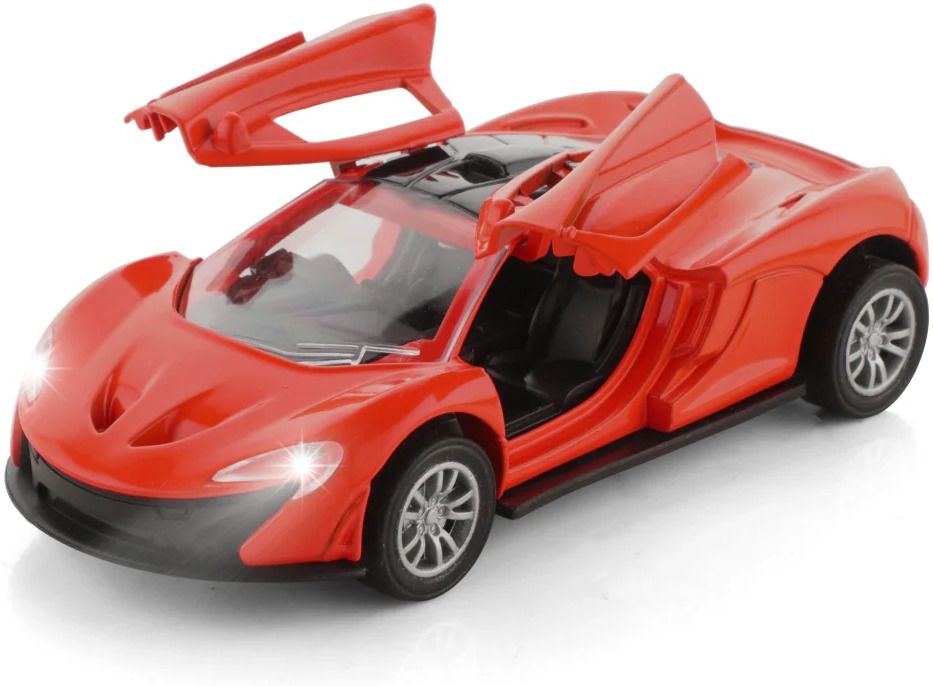 Die-Cast Metal Pull Back Car for Kids 3+ Yrs | LED Lights&Sound-Red Car Battery Operated Ride On-image-43