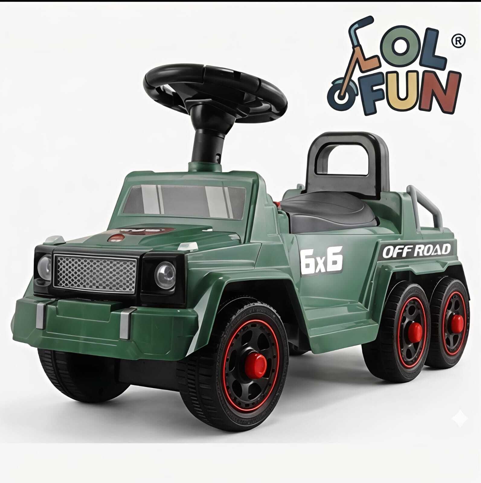 6x6 Off-Road Manual Push Ride-On Jeep with Music & LED Lights for Kids Jeep Non Battery Operated Ride On-image-3