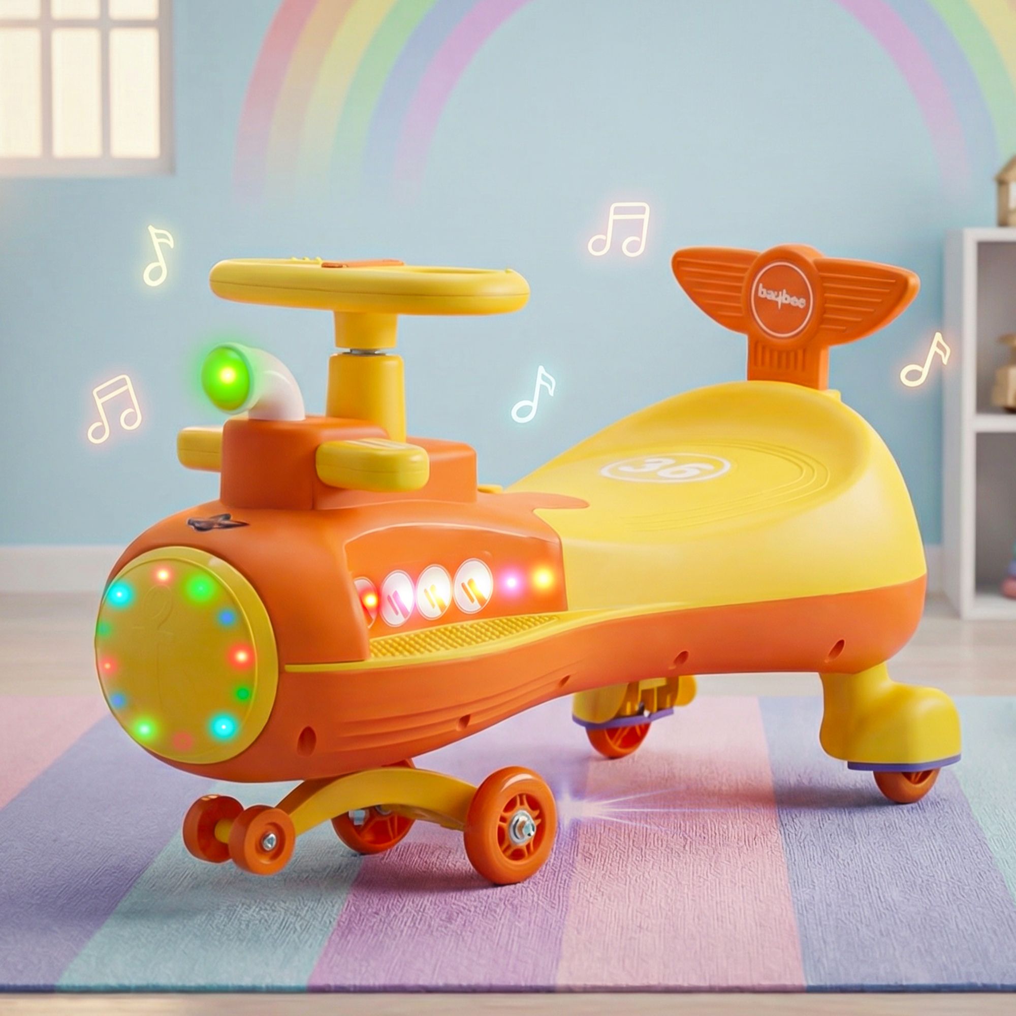 Dive Magic Swing Car for Kids Push Ride on Toy Baby Car with RGB Lights & Music Rideons & Wagons Non Battery Operated Ride On-image-34