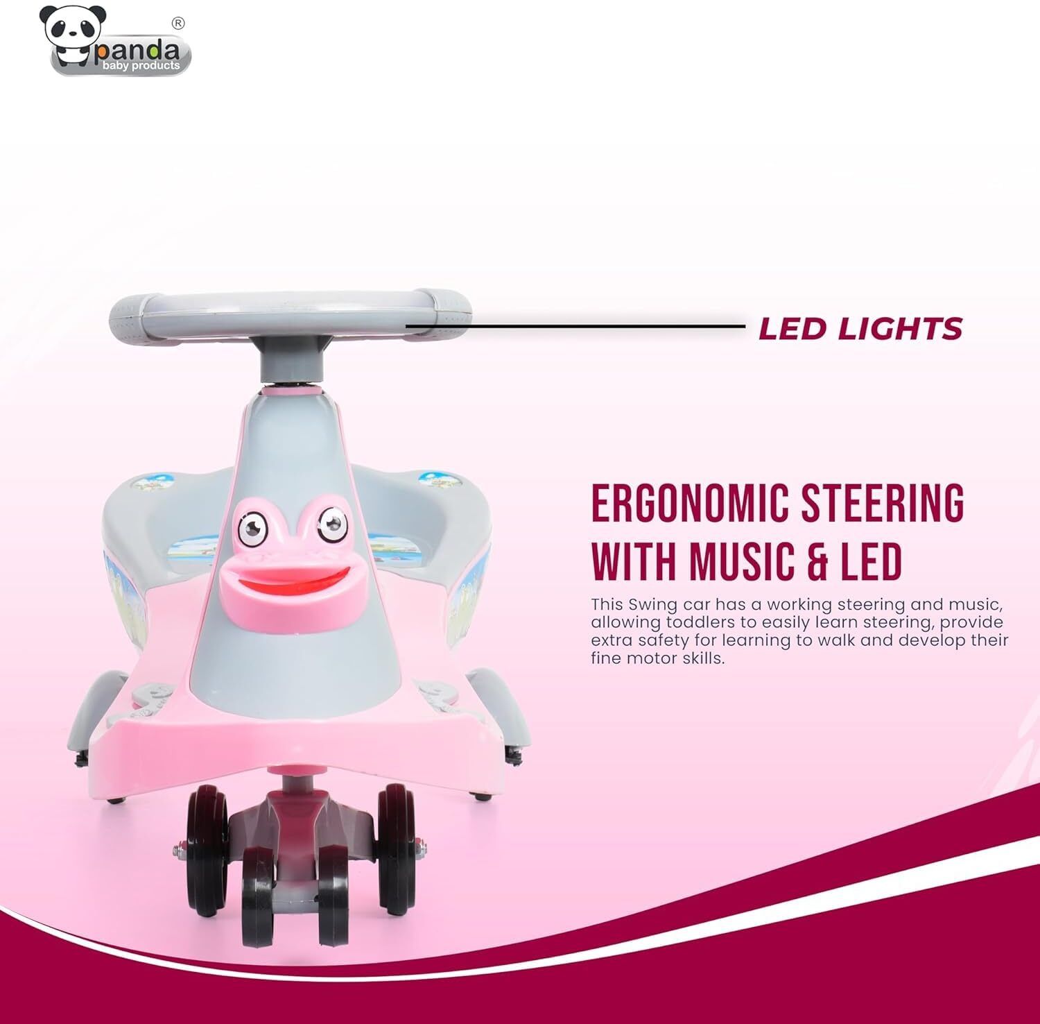 panda baby products Strong & durable Frog Ride-On Push Swing Car for Kids with effortless movement Rideons & Wagons Non Battery Operated Ride On-picture-29