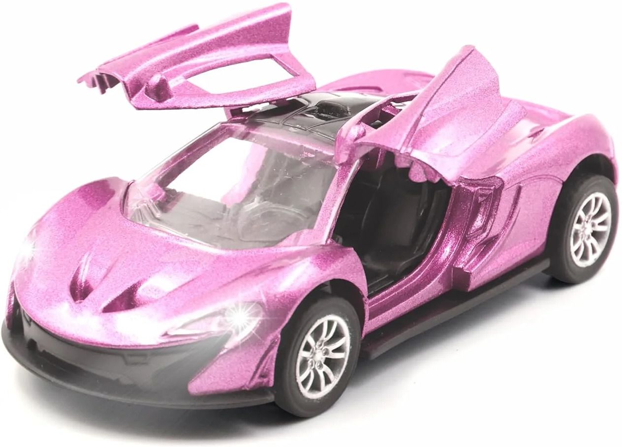 Die-Cast Metal Pull Back Car for Kids 3+ Yrs | LED Lights&Sound-Pink Car Battery Operated Ride On-image-45