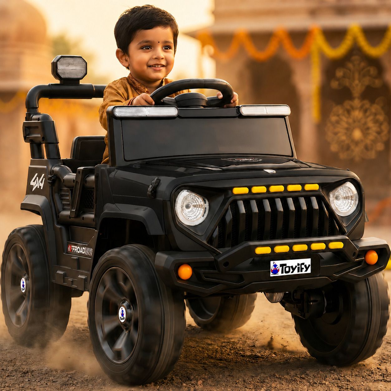 Thar 4x4 Ride-On Car for Kids – Dual Motor, Remote Control, Music & Lights Jeep Battery Operated Ride On-image-12