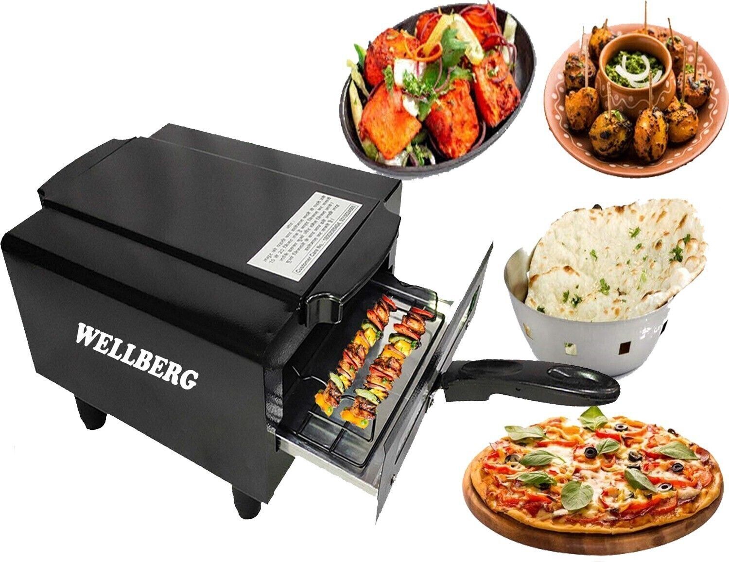 wellberg Heavy-Duty Pizza Oven for Healthy Oil-Free Cooking, Baking, and Grilling at Home Electric Tandoor-picture-8