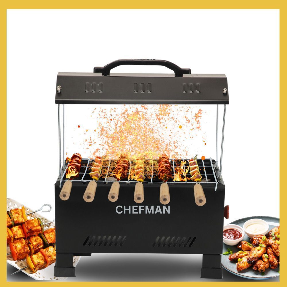 2-in-1 Portable BBQ Grill for Home, Camping, Outdoor Cooking, Charcoal & Electric Tandoor